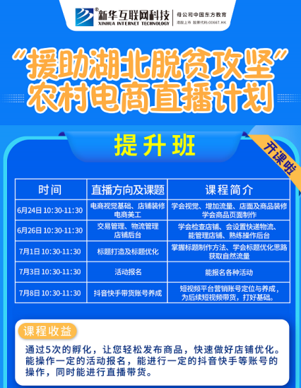 新華云課堂助力湖北脫貧攻堅(jiān)開展農(nóng)村電商免費(fèi)直播課