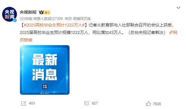 2025高校畢業(yè)生預(yù)計(jì)1222萬(wàn)人，就業(yè)難如何破局